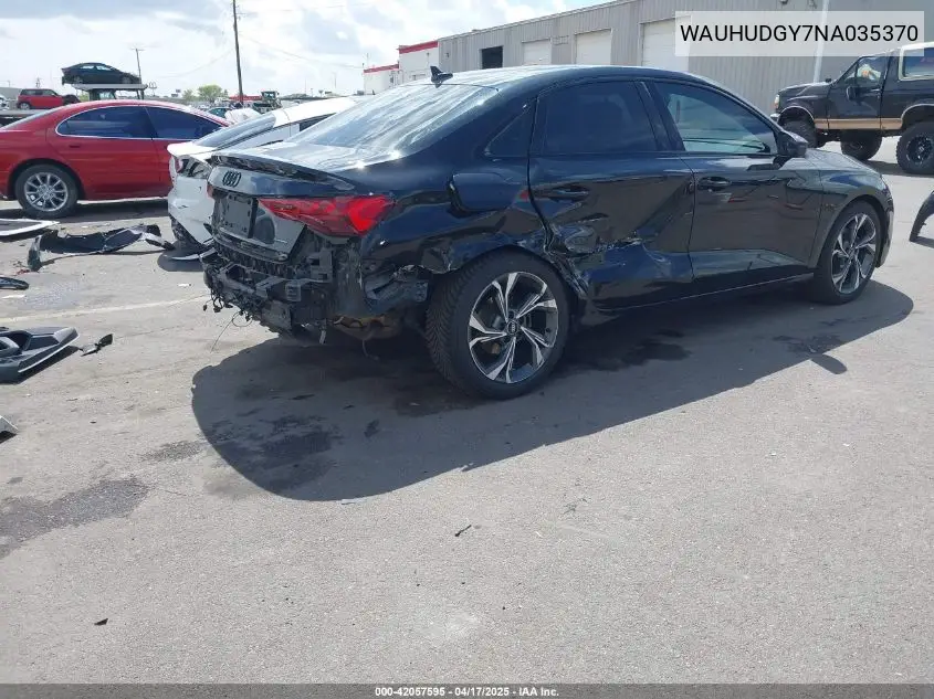 2022 Audi A3 Premium Plus 40 Tfsi Quattro S Tronic VIN: WAUHUDGY7NA035370 Lot: 42057595