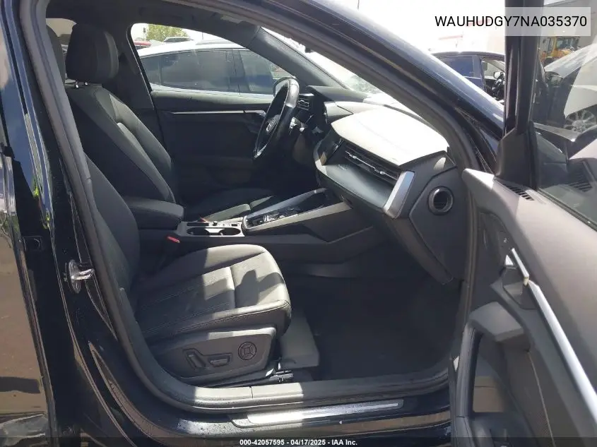 2022 Audi A3 Premium Plus 40 Tfsi Quattro S Tronic VIN: WAUHUDGY7NA035370 Lot: 42057595