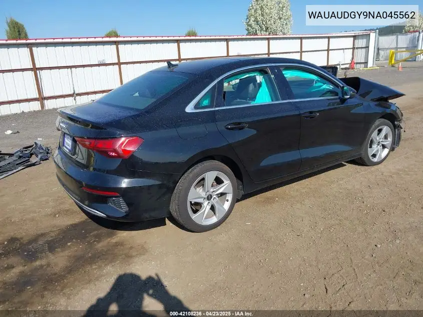 2022 Audi A3 Premium 40 Tfsi Front-Wheel Drive S Tronic VIN: WAUAUDGY9NA045562 Lot: 42108236