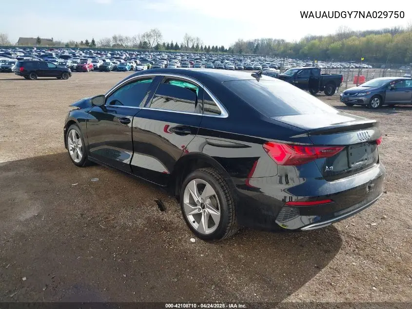 2022 Audi A3 Premium 40 Tfsi Front-Wheel Drive S Tronic VIN: WAUAUDGY7NA029750 Lot: 42108710