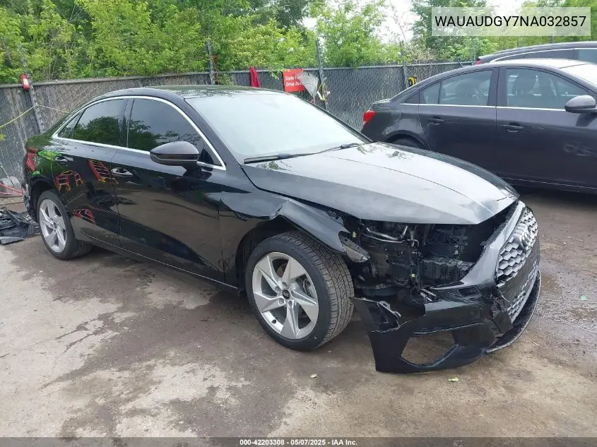 2022 Audi A3 Premium 40 Tfsi Front-Wheel Drive S Tronic VIN: WAUAUDGY7NA032857 Lot: 42203308