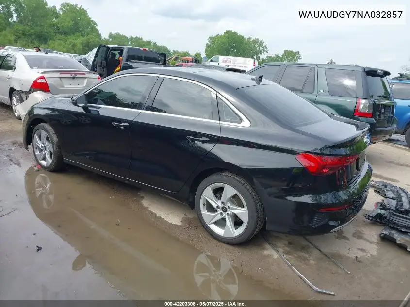 2022 Audi A3 Premium 40 Tfsi Front-Wheel Drive S Tronic VIN: WAUAUDGY7NA032857 Lot: 42203308