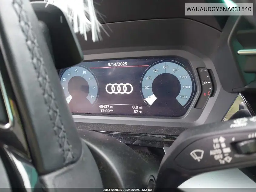 2022 Audi A3 Premium 40 Tfsi Front-Wheel Drive S Tronic VIN: WAUAUDGY6NA031540 Lot: 42239665