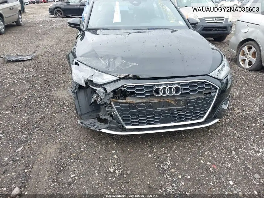2022 Audi A3 Premium 40 Tfsi Front-Wheel Drive S Tronic VIN: WAUAUDGY2NA035603 Lot: 42258901