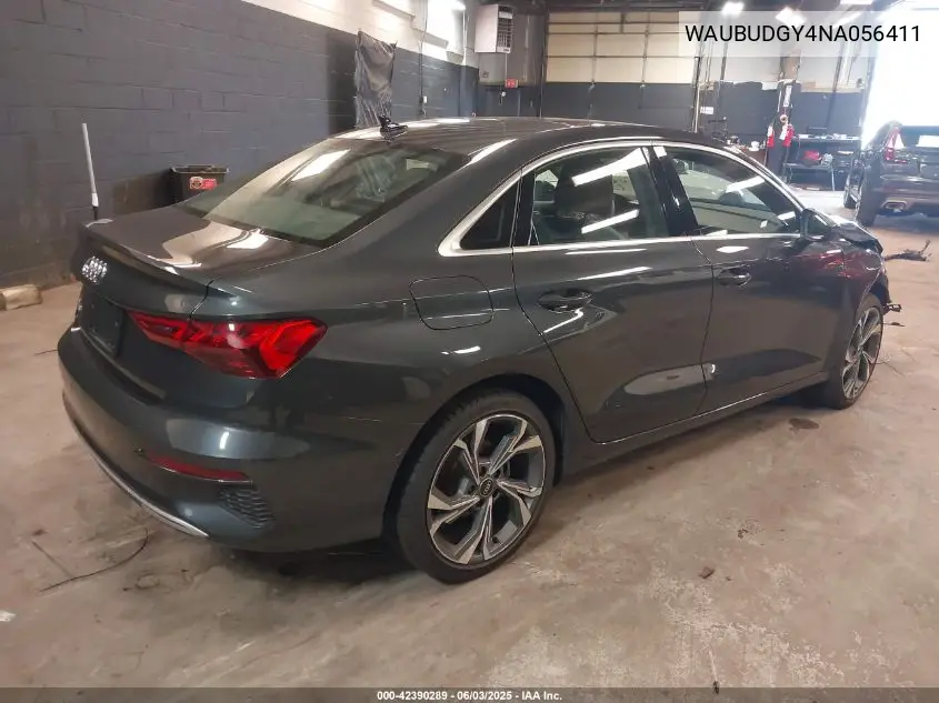 2022 Audi A3 Premium Plus 40 Tfsi Front-Wheel Drive S Tronic VIN: WAUBUDGY4NA056411 Lot: 42390289