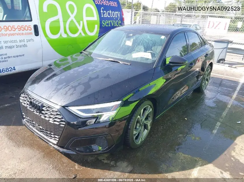 2022 Audi A3 Premium Plus 40 Tfsi Quattro S Tronic VIN: WAUHUDGY5NA092523 Lot: 42481596