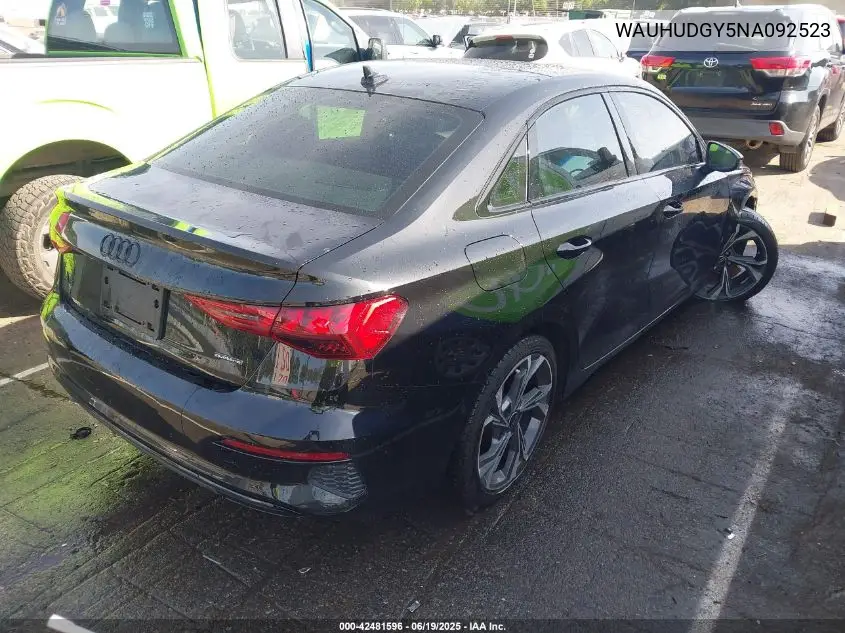 2022 Audi A3 Premium Plus 40 Tfsi Quattro S Tronic VIN: WAUHUDGY5NA092523 Lot: 42481596