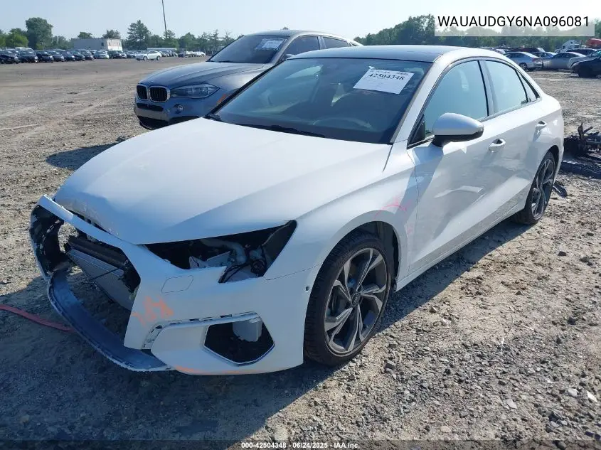 2022 Audi A3 Premium 40 Tfsi Front-Wheel Drive S Tronic VIN: WAUAUDGY6NA096081 Lot: 42504348