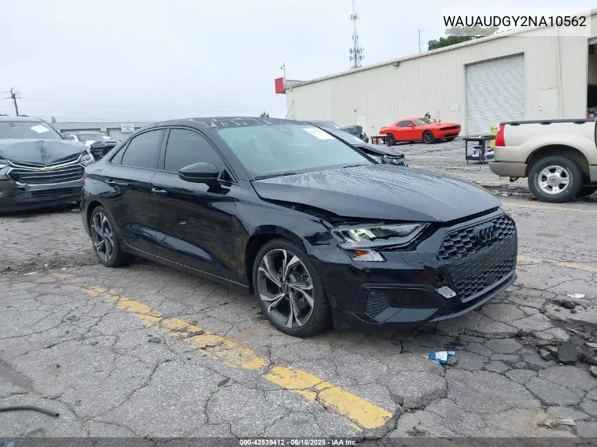2022 Audi A3 Premium 40 Tfsi Front-Wheel Drive S Tronic VIN: WAUAUDGY2NA10562 Lot: 42539412