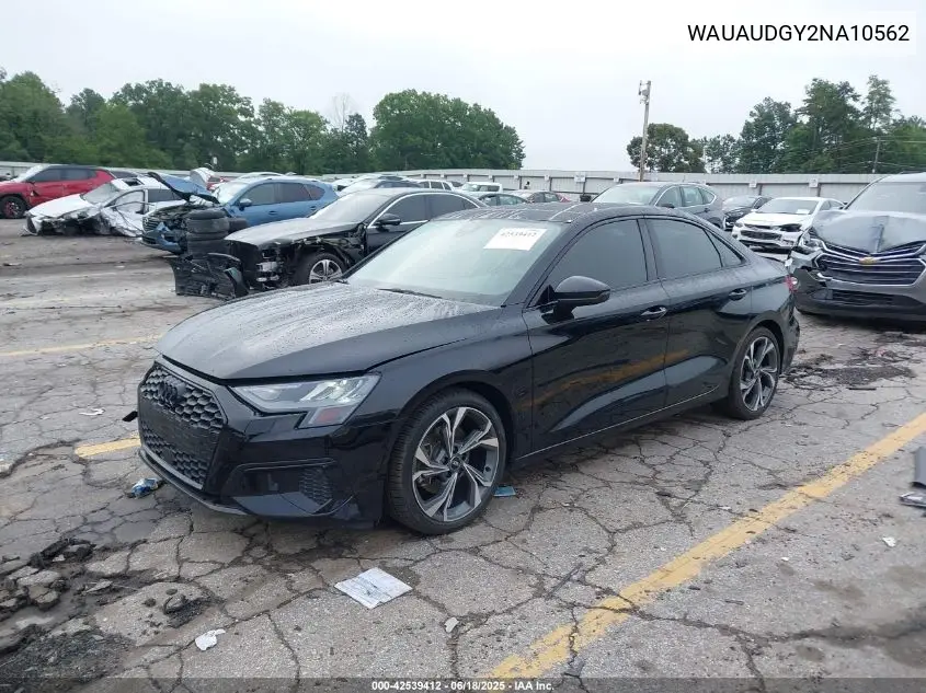 2022 Audi A3 Premium 40 Tfsi Front-Wheel Drive S Tronic VIN: WAUAUDGY2NA10562 Lot: 42539412