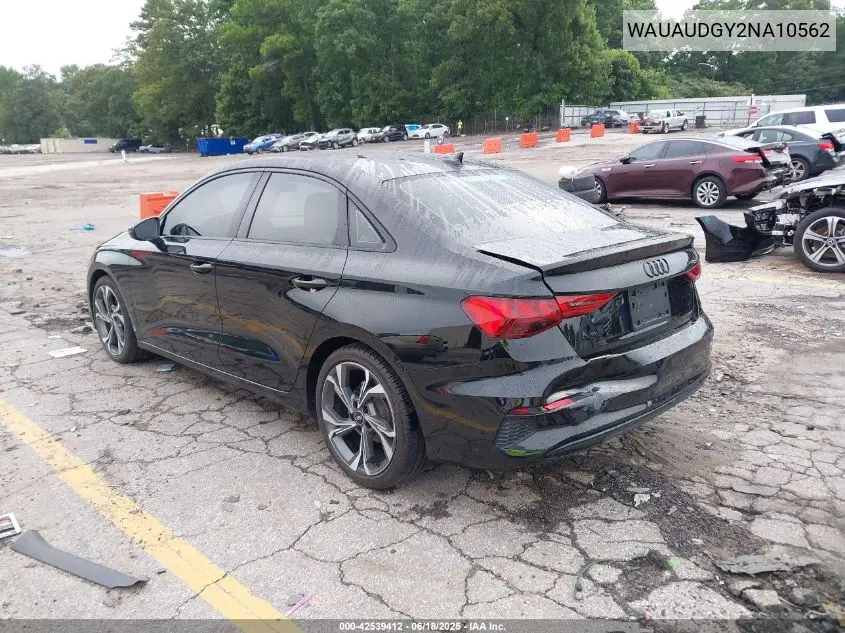 2022 Audi A3 Premium 40 Tfsi Front-Wheel Drive S Tronic VIN: WAUAUDGY2NA10562 Lot: 42539412