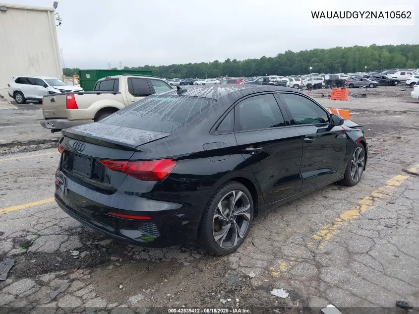 2022 Audi A3 Premium 40 Tfsi Front-Wheel Drive S Tronic VIN: WAUAUDGY2NA10562 Lot: 42539412
