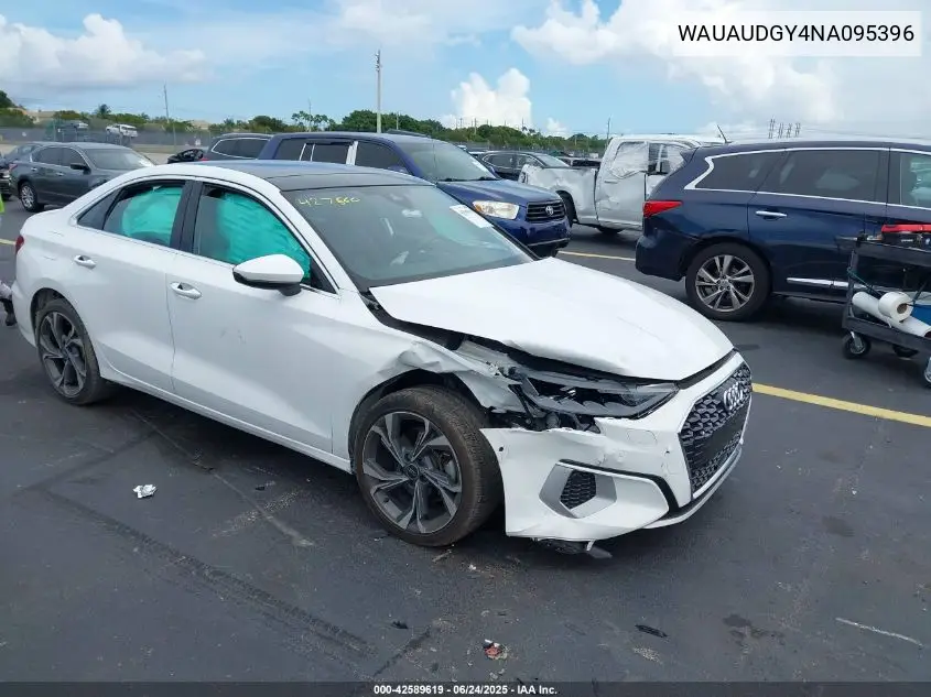 2022 Audi A3 Premium 40 Tfsi Front-Wheel Drive S Tronic VIN: WAUAUDGY4NA095396 Lot: 42589619
