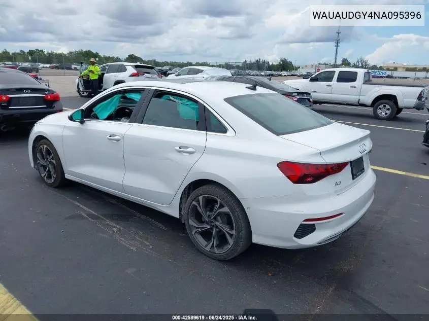 2022 Audi A3 Premium 40 Tfsi Front-Wheel Drive S Tronic VIN: WAUAUDGY4NA095396 Lot: 42589619