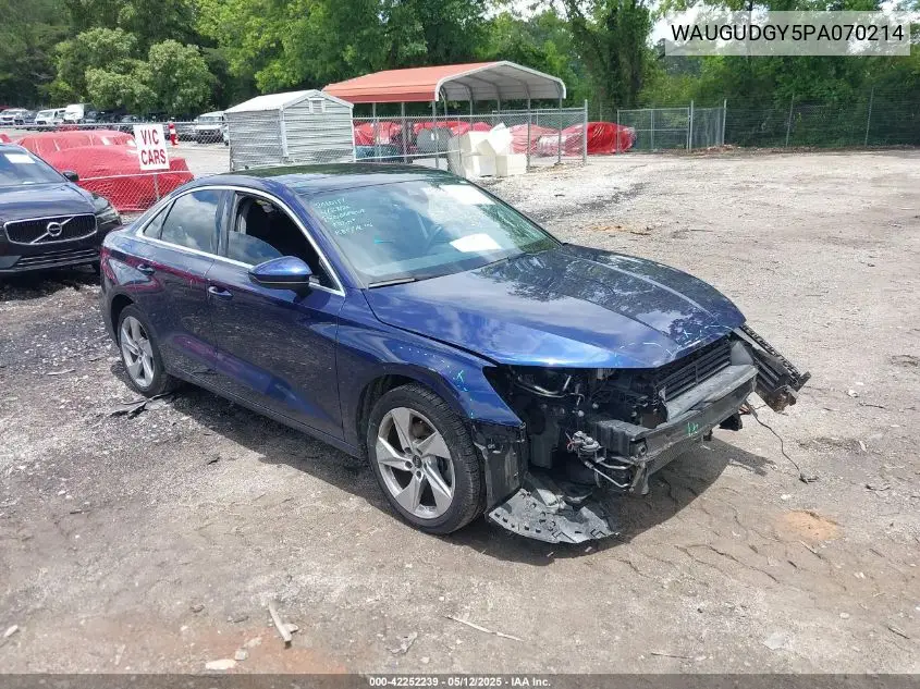 2023 Audi A3 Premium 40 Tfsi Quattro S Tronic VIN: WAUGUDGY5PA070214 Lot: 42252239