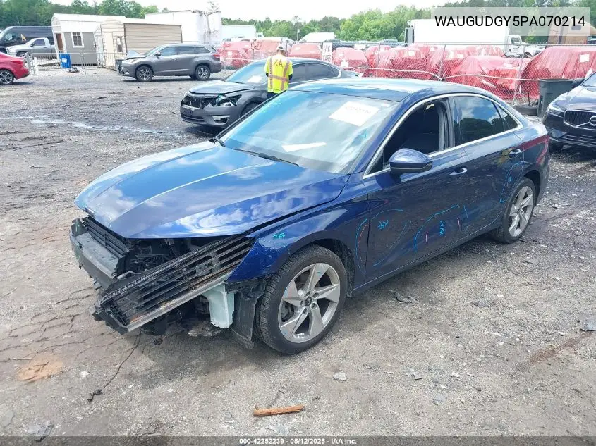 2023 Audi A3 Premium 40 Tfsi Quattro S Tronic VIN: WAUGUDGY5PA070214 Lot: 42252239