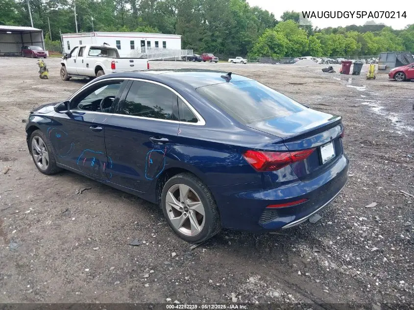 2023 Audi A3 Premium 40 Tfsi Quattro S Tronic VIN: WAUGUDGY5PA070214 Lot: 42252239