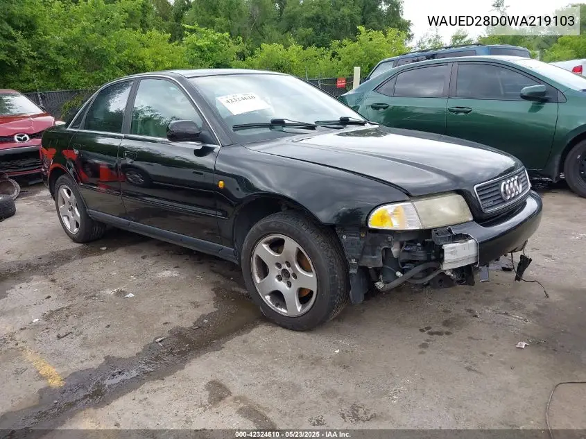 1998 Audi A4 2.8 VIN: WAUED28D0WA219103 Lot: 42324610