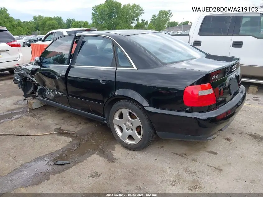 1998 Audi A4 2.8 VIN: WAUED28D0WA219103 Lot: 42324610