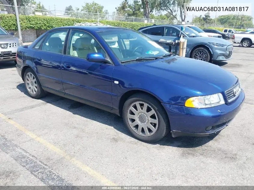2001 Audi A4 1.8T VIN: WAUAC68D31A081817 Lot: 42595540