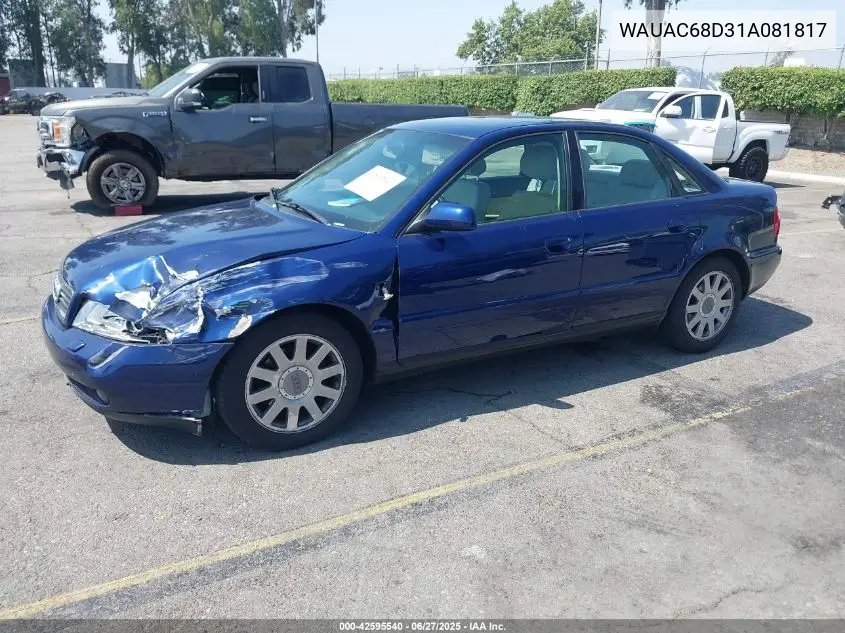 2001 Audi A4 1.8T VIN: WAUAC68D31A081817 Lot: 42595540