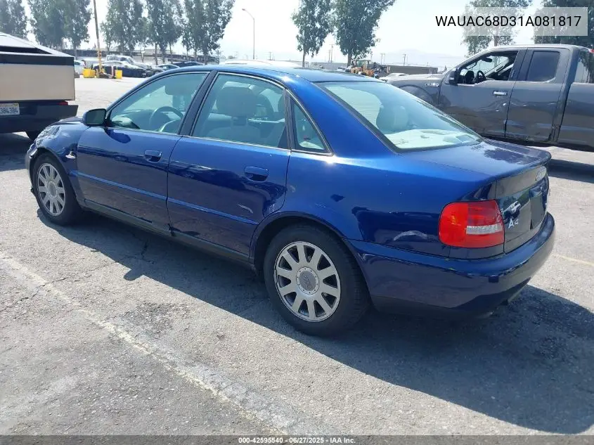 2001 Audi A4 1.8T VIN: WAUAC68D31A081817 Lot: 42595540