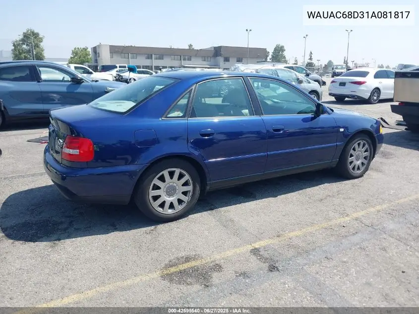2001 Audi A4 1.8T VIN: WAUAC68D31A081817 Lot: 42595540