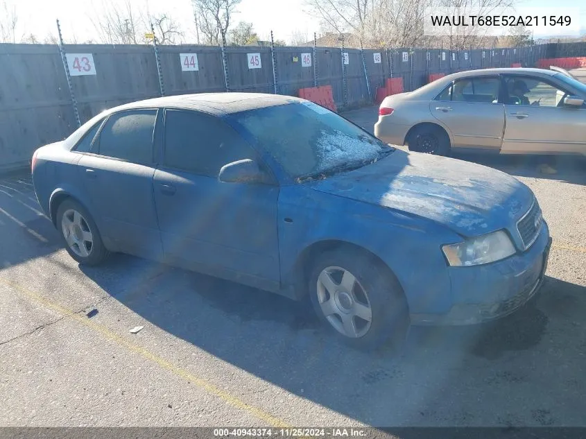 2002 Audi A4 3.0 VIN: WAULT68E52A211549 Lot: 40943374