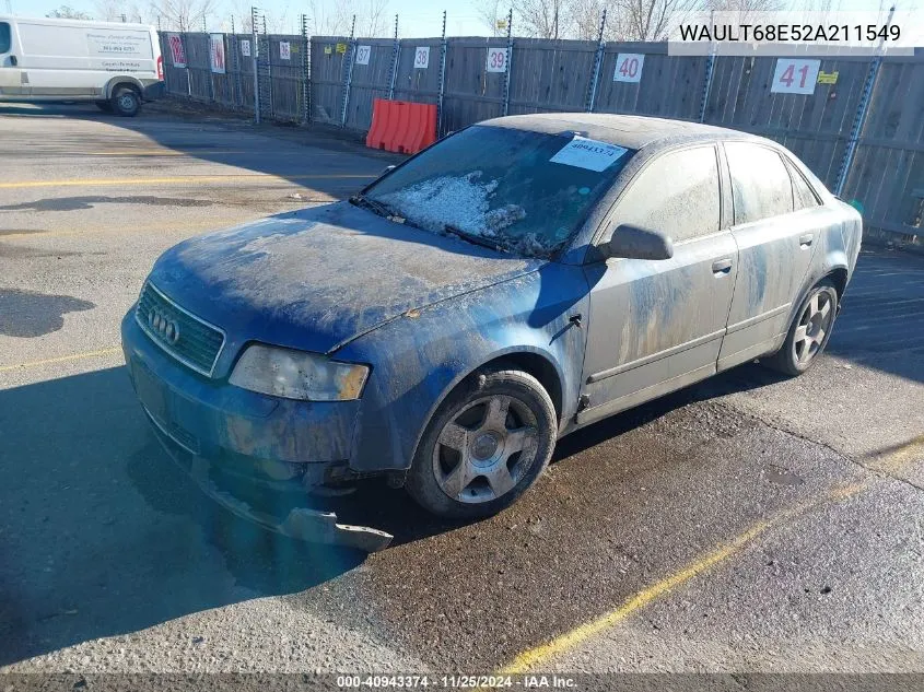 2002 Audi A4 3.0 VIN: WAULT68E52A211549 Lot: 40943374