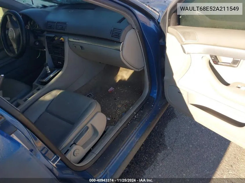 2002 Audi A4 3.0 VIN: WAULT68E52A211549 Lot: 40943374