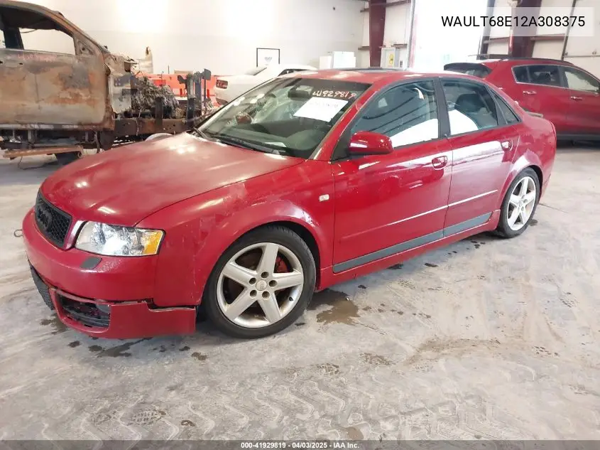 2002 Audi A4 3.0 VIN: WAULT68E12A308375 Lot: 41929819