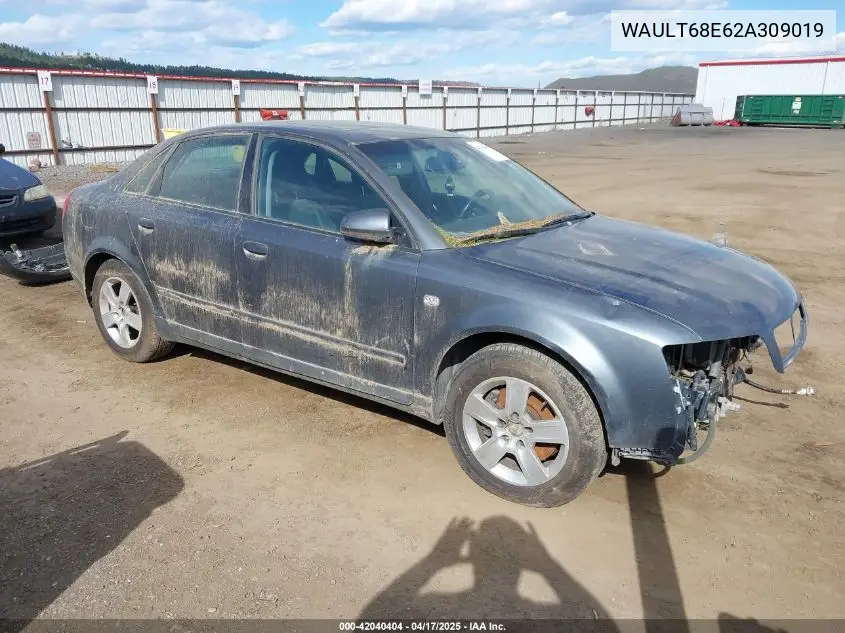 2002 Audi A4 3.0 VIN: WAULT68E62A309019 Lot: 42040404