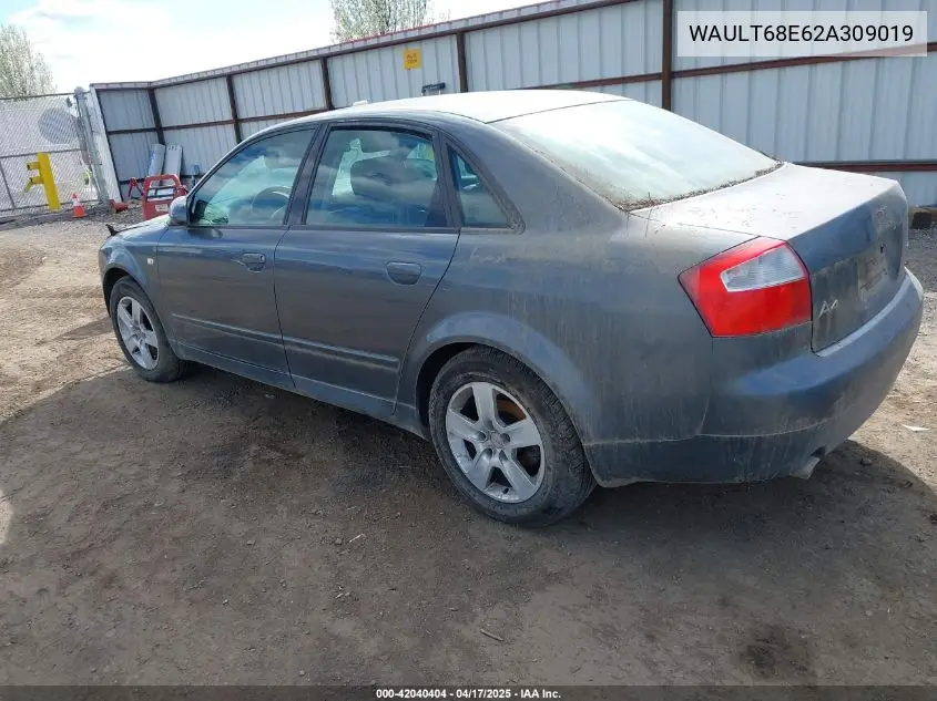 2002 Audi A4 3.0 VIN: WAULT68E62A309019 Lot: 42040404