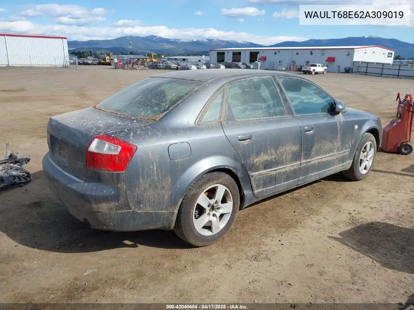 2002 Audi A4 3.0 VIN: WAULT68E62A309019 Lot: 42040404