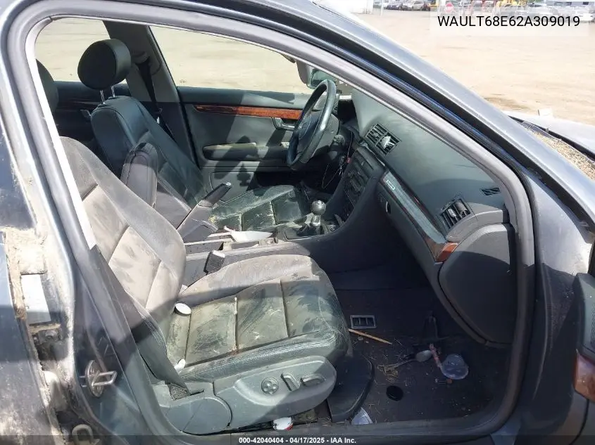 2002 Audi A4 3.0 VIN: WAULT68E62A309019 Lot: 42040404