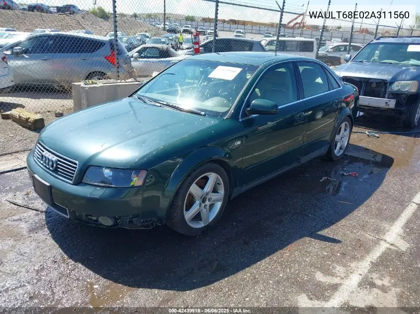 2002 Audi A4 3.0 VIN: WAULT68E02A311560 Lot: 42439916