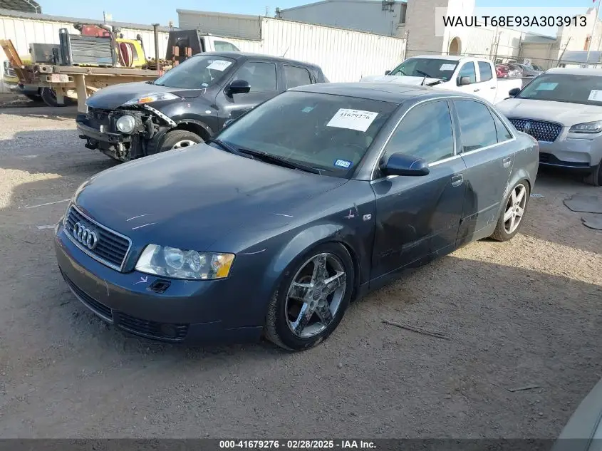2003 Audi A4 3.0 VIN: WAULT68E93A303913 Lot: 41679276