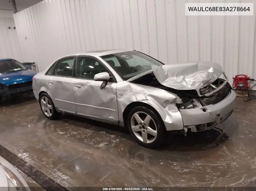 2003 Audi A4 1.8T VIN: WAULC68E83A278664 Lot: 41941005