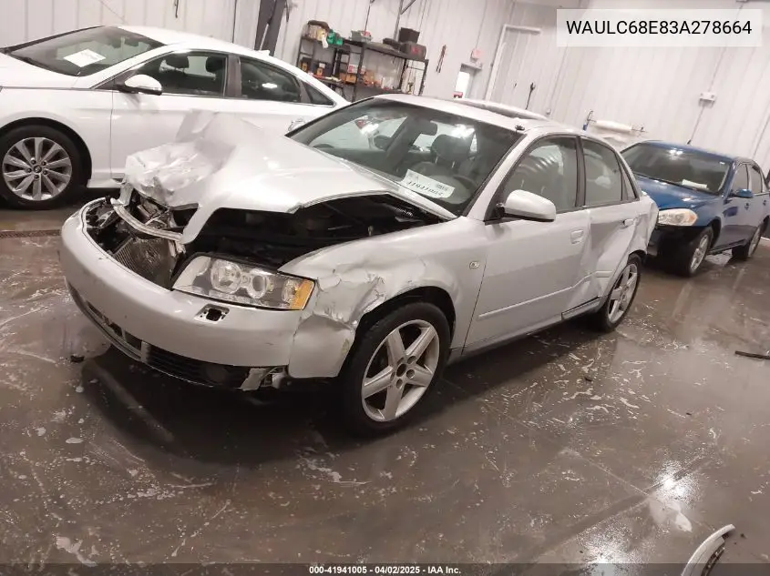 2003 Audi A4 1.8T VIN: WAULC68E83A278664 Lot: 41941005
