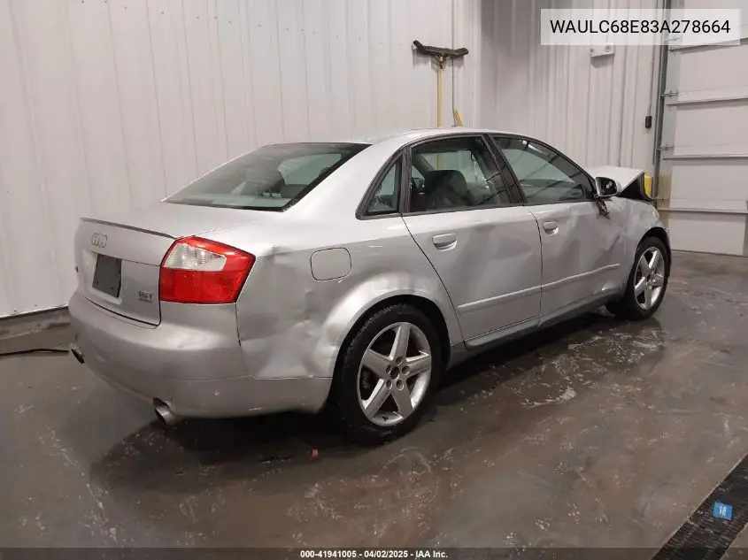 2003 Audi A4 1.8T VIN: WAULC68E83A278664 Lot: 41941005