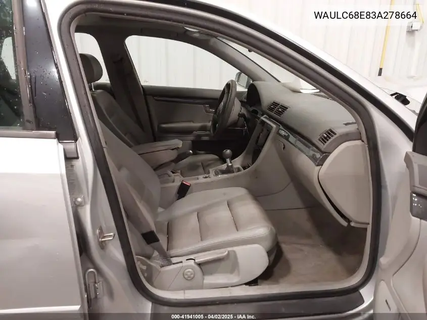 2003 Audi A4 1.8T VIN: WAULC68E83A278664 Lot: 41941005