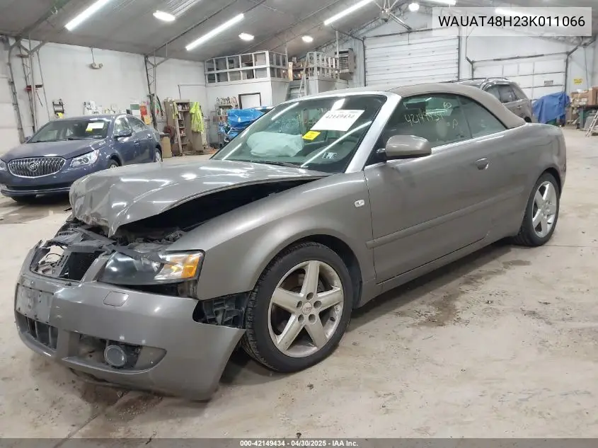 2003 Audi A4 3.0 VIN: WAUAT48H23K011066 Lot: 42149434