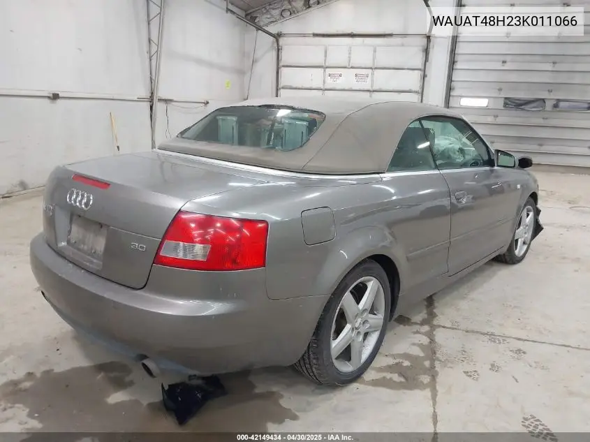 2003 Audi A4 3.0 VIN: WAUAT48H23K011066 Lot: 42149434