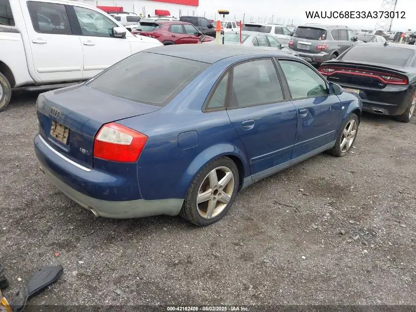 2003 Audi A4 1.8T VIN: WAUJC68E33A373012 Lot: 42162406