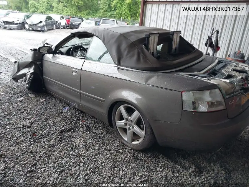 2003 Audi A4 3.0 VIN: WAUAT48HX3K017357 Lot: 42236859