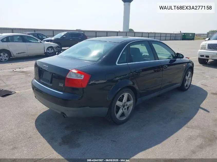 2003 Audi A4 3.0 VIN: WAULT68EX3A277158 Lot: 42441507