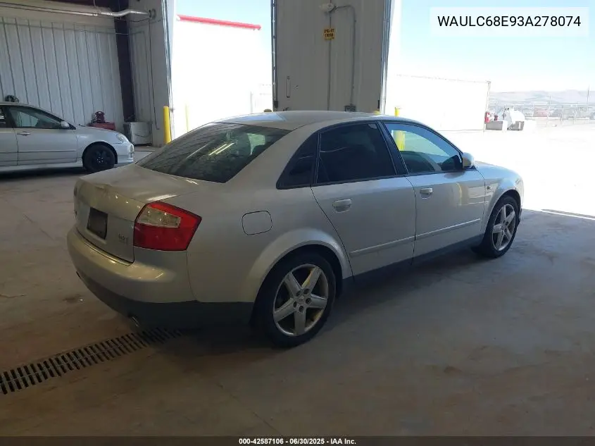 2003 Audi A4 1.8T VIN: WAULC68E93A278074 Lot: 42587106