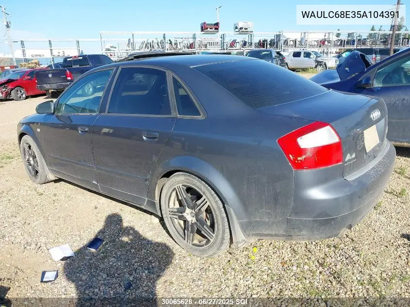 2005 Audi A4 1.8T Quattro/Special VIN: WAULC68E35A104391 Lot: 30065628