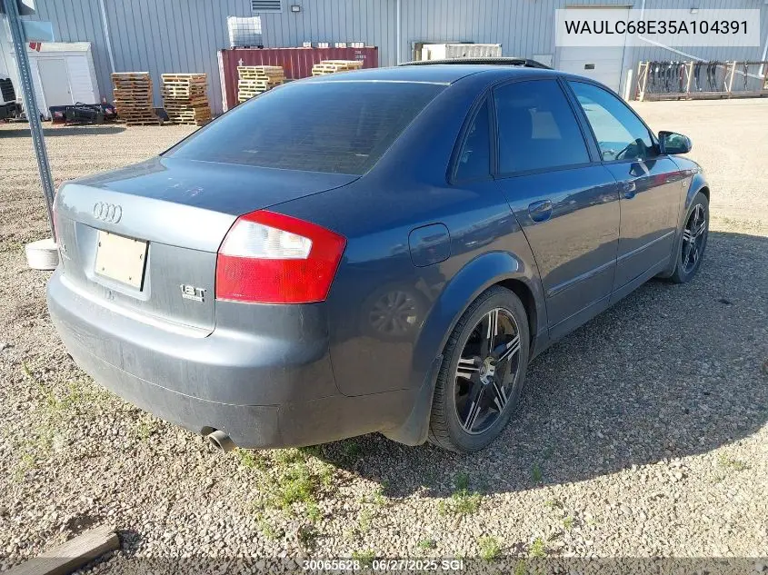 2005 Audi A4 1.8T Quattro/Special VIN: WAULC68E35A104391 Lot: 30065628