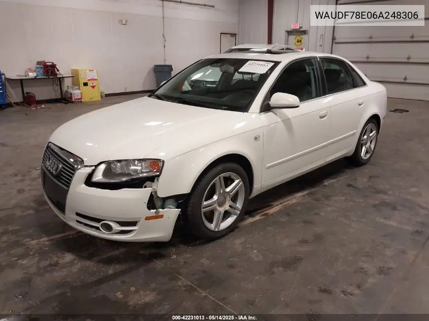 2006 Audi A4 2.0T VIN: WAUDF78E06A248306 Lot: 42231013